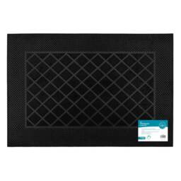 JVL Harlequin Rubber Scraper Doormat 40x60cm, Black