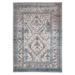 KUKOON Beige Grey Traditional Bordered Medallion Washable Living Room Area Rug 120cm x 170cm
