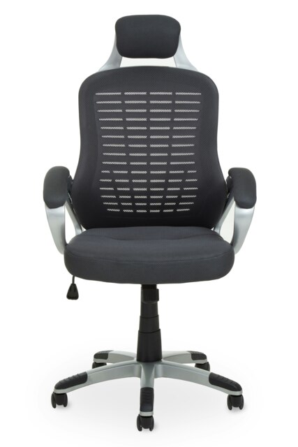 Orsina Ergonomic Dark Grey and Silver Home Office Chair, Comfortable Work From Home Chair, Movable Ergonomic Chair