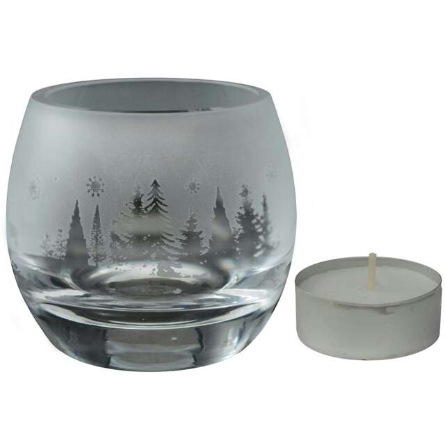 Animo Glass Engraved Tealight Holder Small Winter Wonderland