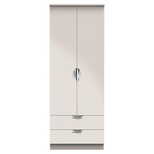 Holborn 2 Drawer Double Wardrobe in Kashmir Gloss & Kashmir (Ready Assembled) Cream Kashmir Gloss & Kashmir