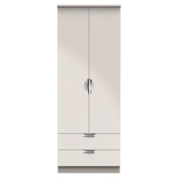 Holborn 2 Drawer Double Wardrobe in Kashmir Gloss & Kashmir (Ready Assembled) Cream Kashmir Gloss & Kashmir