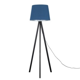 ValueLights Barbro Black Tripod Floor Lamp Blue Taper Shade and Bulb