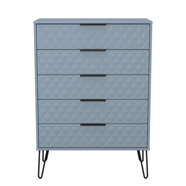 Islay 5 Drawer Chest of Drawers in Denim Blue (Ready Assembled) Blue Denim Blue