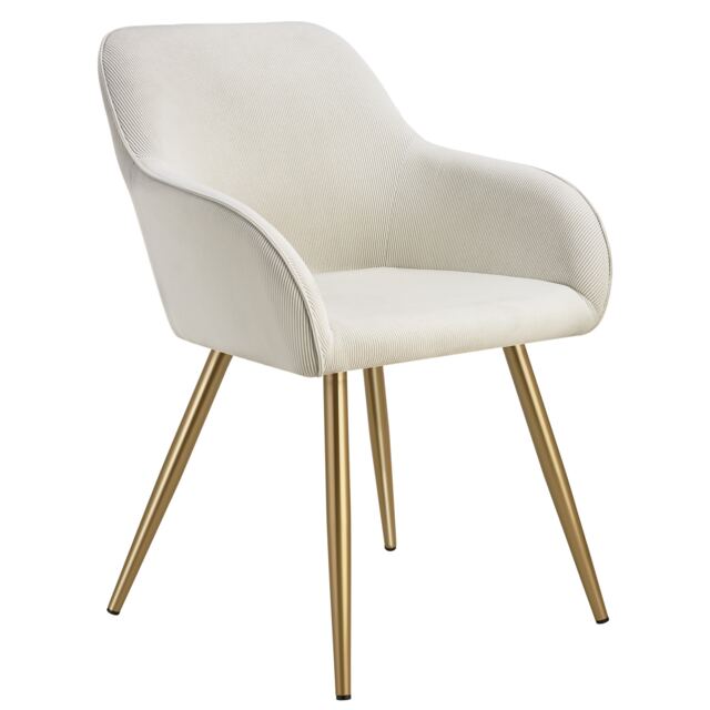 Dining Chair Marilyn - corduroy look, upholstered, armchair, continuous backrest Cream cream/gold 1