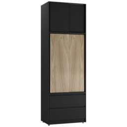 240cm 2 Sliding Doors Wardrobe Bedroom Storage Closet Hanging Rail Cupboard Unit Multi Black Carcass & Oak Doors 1