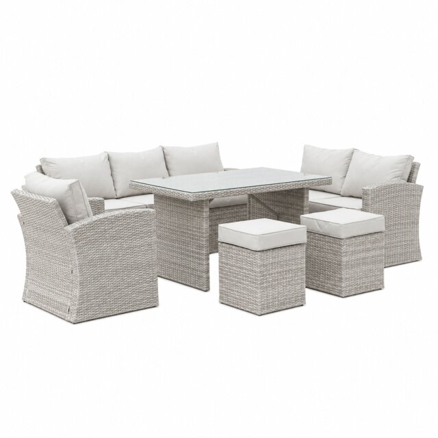 Direct Wicker Rattan Garden Furniture Set Outdoor Sofa Set with Ottomans and Storage Box