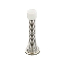 Securit Chrome Spring Door Stopper - Silver/White - 75mm