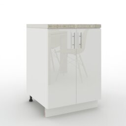 JD Greta Adjustable Legs Kitchen Base Unit 600mm Storage Cabinet With Door Shelf 60cm - White Gloss With Worktop