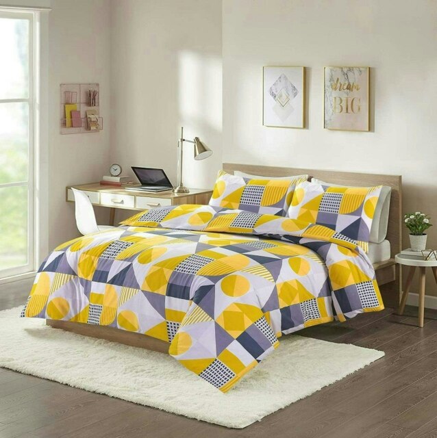 Geometric Shapes Duvet Cover Set - Super King - Yellow Yellow Super King