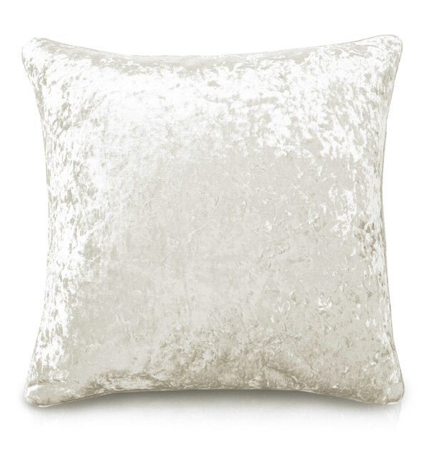 Luxury Crushed Velvet Plain Scatter Cushion - 43cm x 43cm White Cream