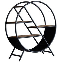 Oakland Industrial Mintis Iron Wooden Round Bookcase Brown