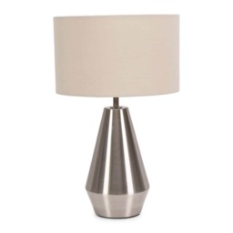 ValueLights Jax Brushed Chrome Touch Table Lamp Cream Shade