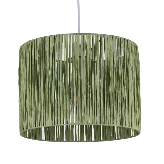 Raffia - Green 28cm Straw Pendant or Lamp Shade Green Medium 1