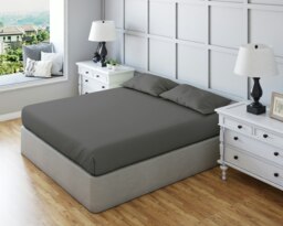 Fitted Sheet Polycotton Plain Dyed Extra Deep 25cm Bed Linen Grey Small Double