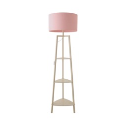 ValueLights Hiru Cream 3 Tier Shelf Floor Lamp Blush Shade Pink