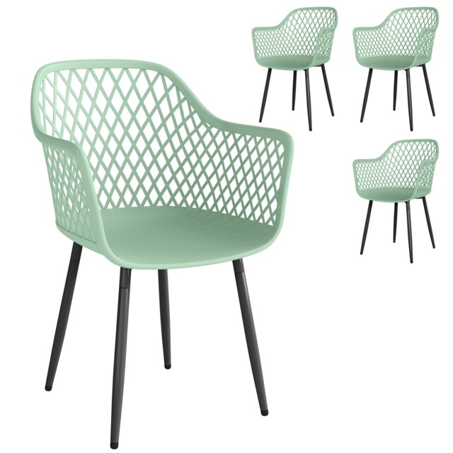 Outsunny Garden Chairs Set of 4, Garden Dining Chairs with Armrests Green Green #94280 56W x 51D x 84H cm
