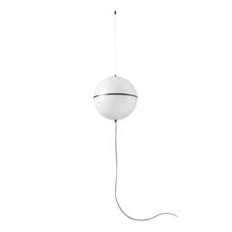 Dome 42cm Globe Pendant Ceiling Light Satin Black, Gloss White Shade E27 with Switch
