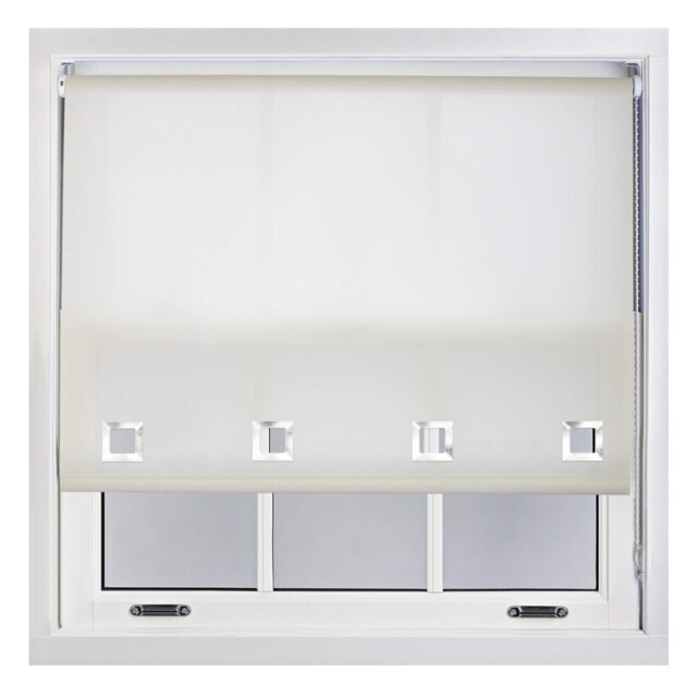 FURNISHED Daylight Roller Blinds with Large Eyelets Cut to Size Sheer Fabric Cream Cream (W) 60cm x (L) 165cm