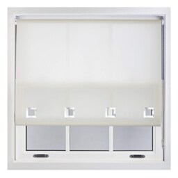 FURNISHED Daylight Roller Blinds with Large Eyelets Cut to Size Sheer Fabric Cream Cream (W) 60cm x (L) 165cm