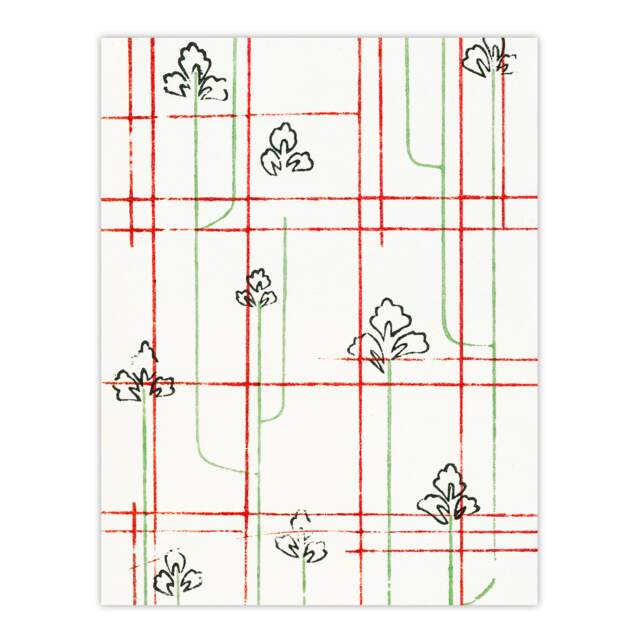 "Leaf Lines Shima Textile Pattern Japanese Wall Art Print Korin 24x32"""