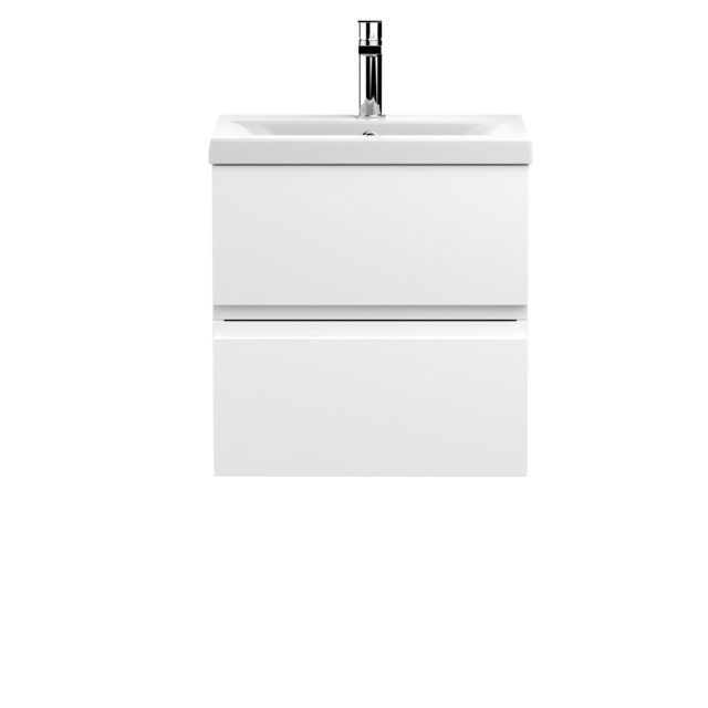 Balterley Mavesyn Contemporary 2 Drawer Wall Hung Vanity Unit with Mid-Edge Basin, Satin White, 500mm