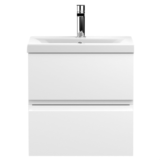 Balterley Mavesyn Contemporary 2 Drawer Wall Hung Vanity Unit with Mid-Edge Basin, Satin White, 500mm