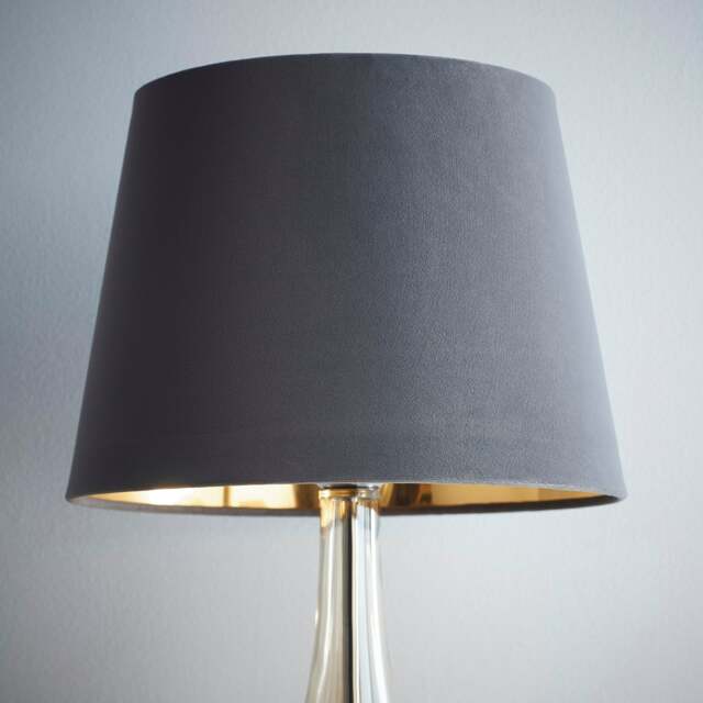 "12"" Grey Velvet Empire Light Shade Gold Inner Grey"