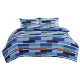 Modern Colour Block Duvet Cover Stylish Geometric Bedding for Bedroom Style Blue Double