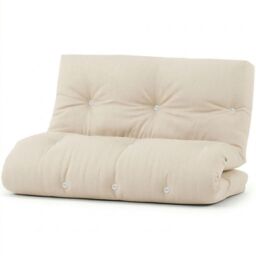 Futon Replacement Mattress 10cm - Double, Fibre Foam Filled, Floor Mattress Cream Cream Double 1