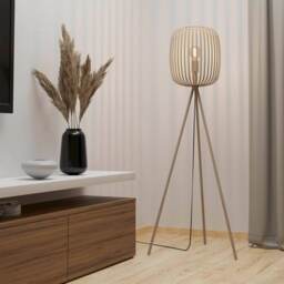 EGLO Romazzina Sandy-coloured Caged Tripod Floor Lamp Cream