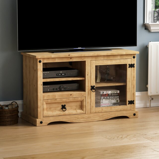 Vida Designs Corona Entertainment TV Stand Cabinet Unit, Solid Pine Wood