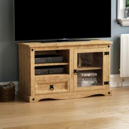 Vida Designs Corona Entertainment TV Stand Cabinet Unit, Solid Pine Wood
