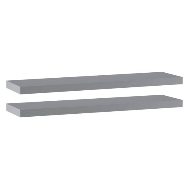 Floating Wooden Wall Shelves - 90x23.5cm Grey Grey & Set of 2 2