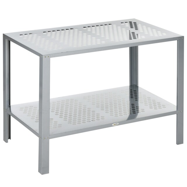 Outsunny 2-Tier Plant Stand Storage Organizer Steel Display Shelf for Patio