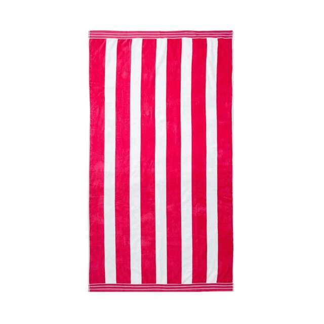 Cabana Stripe Large Beach Towel - 100% Cotton Pink One size