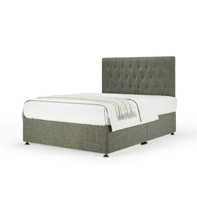 Neptune Spring Slate Linen Divan Set And Lona Headboard Small Double