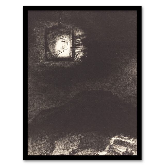 "Glimmering Head Suspended Redon Vintage Framed Wall Art Print 12X16"""