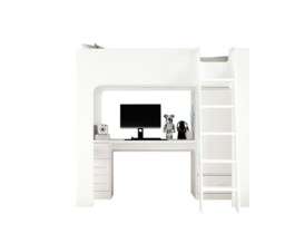 Eden High Sleeper Bed in White with Desk and Storage