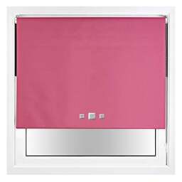 FURNISHED Blackout Roller Blind with Triple Square Eyelets Easy Fit Window Shade Pink Fuchsia (W) 135cm x (L) 165cm
