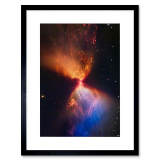 "NASA James Webb Telescope Hourglass New Star Protostar 9x7"" Black Framed Wall Art Print"