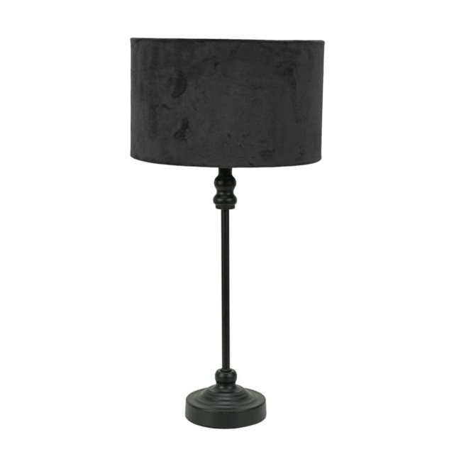 ValueLights Maggie Black Candlestick Table Lamp Black Velvet Shade and Bulb
