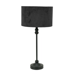 ValueLights Maggie Black Candlestick Table Lamp Black Velvet Shade and Bulb