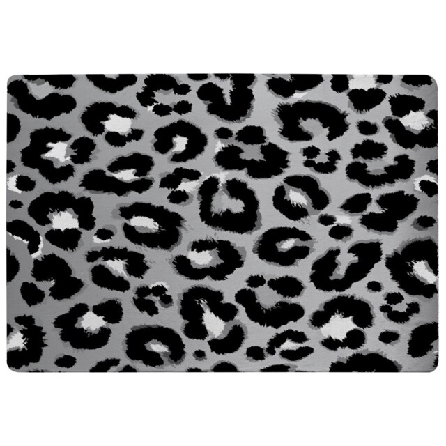 Silver Leopard Print Rug Multi