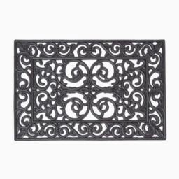 Homescapes Black Wrought Iron Effect Parisian Rubber Doormat - 60 x 40 cm