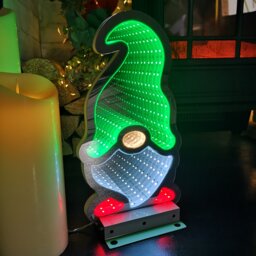 30cm Infinity Light up Christmas Gonk Decoration with Green & White LEDs on Metal Base