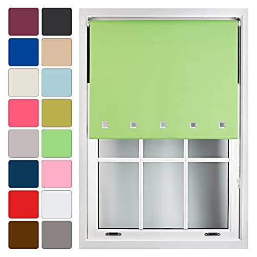 FURNISHED Blackout Roller Blinds with Square Eyelets Cut to Size Easy Fit Window Shade Green Lime (W) 180cm x (L) 165cm