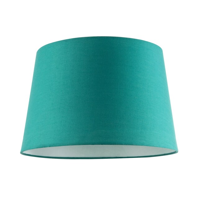 Vivid Teal Cotton Fabric 12inch Drum Lampshade with White Cotton Inner Blue Teal 1