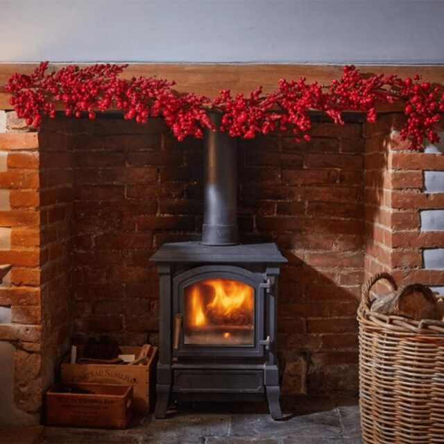 1.8m Red Plastic Berry Burst Christmas Garland