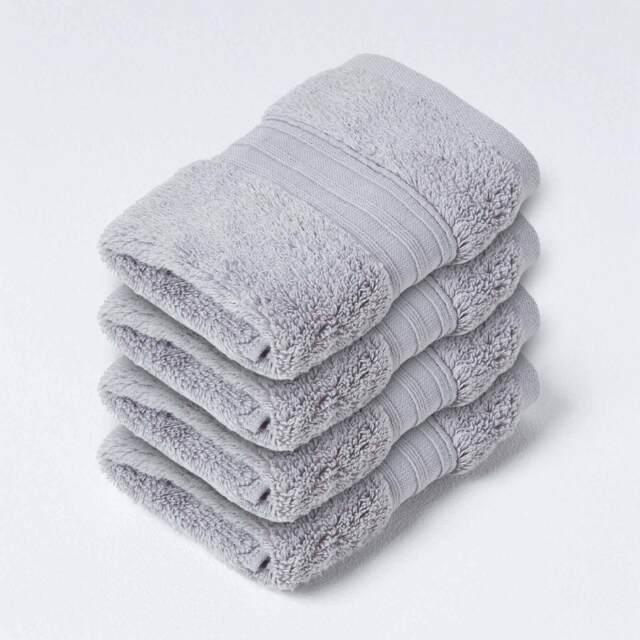 Homescapes Zero Twist Supima Cotton Face Cloth - Set of 4, Grey